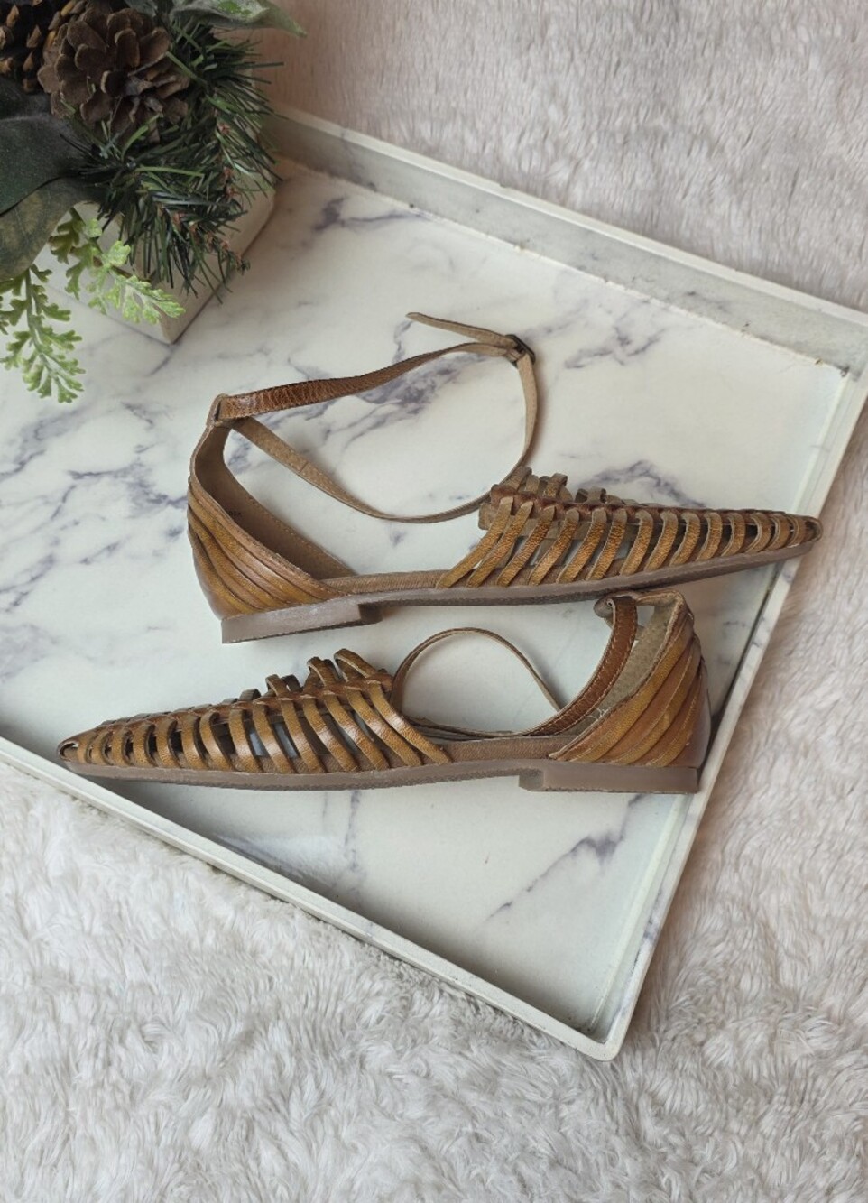 SEYCHELLES Trinket Brown Woven Huarache Leather Sandals Boho Hippie Size 8.5 - Picture 5 of 11